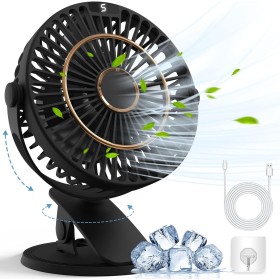 COZII Rechargeable USB Fan, 3 in 1 Small Table Fan with Clip, Powerful Quiet Portable Fan 5 Speed, 720° Rotation Mini Fans for
