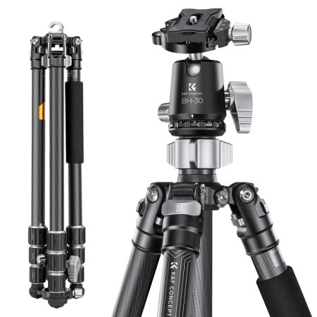 K & F Concept-trípode de fibra de carbono para cámara DSLR, soporte co