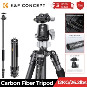 K & F Concept-trípode de fibra de carbono para cámara DSLR, soporte co