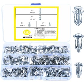 60 Pcs M4 M5 M6 Pasadores Huecos, Metal para Cavidades, Tacos Anclajes Metálicos para Cavidades de Metal, Tornillos de Pétalos,
