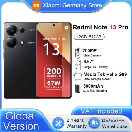 Versión Global Xiaomi Redmi Note 13 Pro 4G Smartphone MTK Helio G99 20