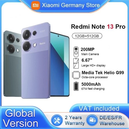 Versión Global Xiaomi Redmi Note 13 Pro 4G MediaTek Helio G99 cámara d