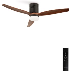 CREATE / WINDCALM/Ceiling fan with black light dark wood blades and control/40W, silent, Ø132 cm, 6 speeds, 3 light