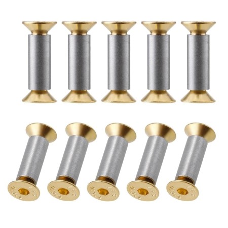 Contencinty Paquete de 10 tornillos de mango de cuchillo, remaches, tornillos, tornillos planos hexagonales dorados, tornillos
