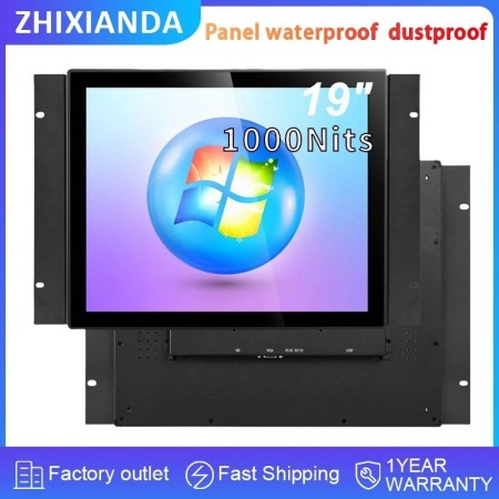 Panel de Monitor de pantalla táctil Industrial, 19 pulgadas, 1280x1024