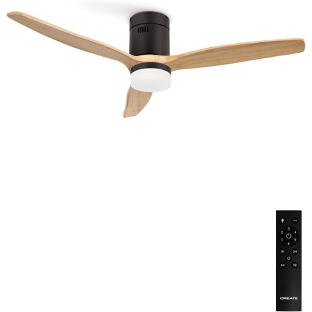 CREATE / WINDCALM/Ceiling fan with light black light wood blades and control/40W, silent, Ø132 cm, 6 speeds, 3 light