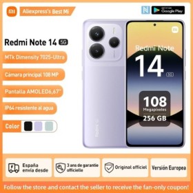 Xiaomi Redmi Note 14 5G NFC Versión Europea 8+256GB Dimensity 7025-Ult