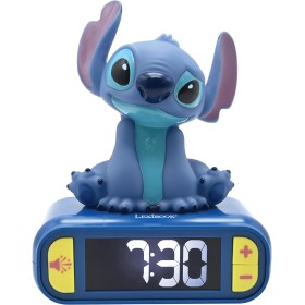LEXIBOOK, Disney Stitch Night Light Alarm Clock, Sounds & Melodies, Backlit LCD Display, Luminous, Snooze, Blue (RL800D)