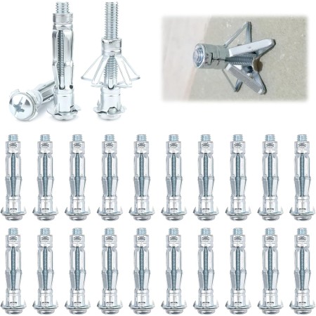 20 Piezas Tacos de Expansión Metálicos, M8 x 52 mm Tacos Metalicos de Expansion, Anclajes de Expansión Tornillos, Acero Zincado
