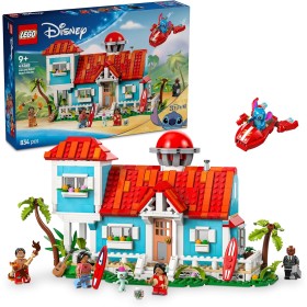 LEGO Disney's Lilo and Stitch Beach House Toy with 6 Rooms, Observatory, Spaceship, 5 Minifigures, Surfboard and More, Birthday