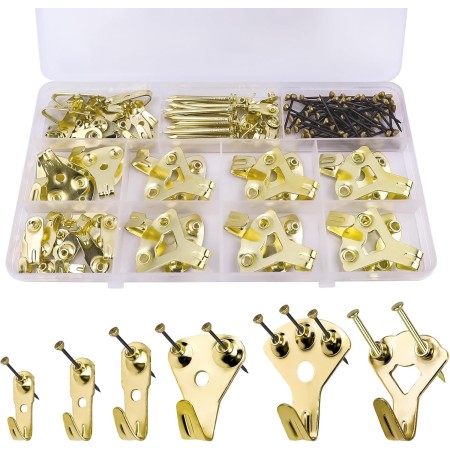 120 PCS Ganchos para Cuadros, Kit de Colgadores Pesados para Colgar Cuadros, Colgador para Marcos con Clavos, Gancho para Marcos