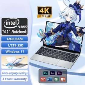 Ordenador portátil ultradelgado de 14,1 pulgadas, 12GB de RAM, 2TB SSD