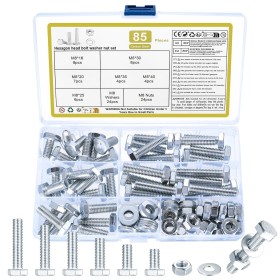 85 Pcs M8 Juego de Tornillos y Tuercas Hexagonales, Tornillos con Cabeza Hexagonal, Tornillos Pernos Hexagonales y Tuercas y