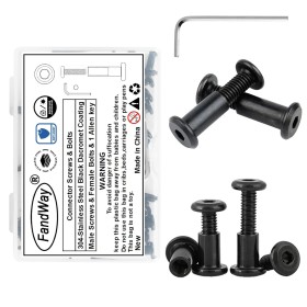 FandWay Tornillos De Conexión,M5x16mm Tornillos Para Muebles de Acero Inox A2 V2A Dacromet Negro Para Armarios,Tableros,Madera