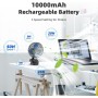 ATEngeus Ventilador USB 4 en 1, 8'' Pinza Ventiladores, 10000 mAh Recargable Batería Ventilador, 5 Velocidades Camping