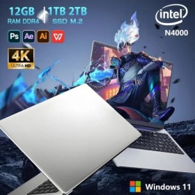 Ordenador portátil con Windows 11, Intel N4000, 180 °, plegable, delga