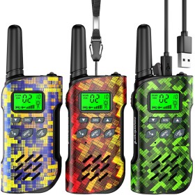 Inspireyes Walkie Talkie Kids Rechargeable, 48 Hours Working Time, Long Range 3 Km, Birthday Gifts for Boys and Girls, Outdoor