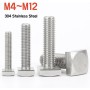 KSeSii 1~10 Uds M4 M5 M6 M8 M10 M12 304 A2 Tornillos de Cabeza Cuadrada de Acero Inoxidable Perno de máquina de Cabeza de Forma