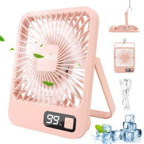 JOPHEK USB Fan, 3000mAh Portable Table Fan – 5 Speeds Mini Quiet Fan for Office, Home, Travel, Camping (Pink)