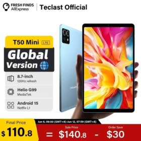 Teclast T50 Mini tableta 8,7 "120Hz pantalla MTK Helio G99 20GB RAM 8+
