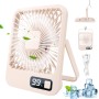 JOPHEK USB Fan, 3000mAh Portable Table Fan – 5 Speeds Mini Quiet Fan for Office, Home, Travel, Camping (Pink)