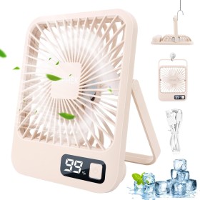 JOPHEK USB Fan, 3000mAh Portable Table Fan – 5 Speeds Mini Quiet Fan for Office, Home, Travel, Camping (Yellow)