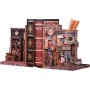 CUTEBEE Book Nook Miniature Dollhouse Building Kit, Dollhouse with Dust Cover and LED Light, Booknook Library for Model Making