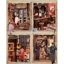 CUTEBEE Book Nook Miniature Dollhouse Building Kit, Dollhouse with Dust Cover and LED Light, Booknook Library for Model Making