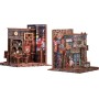 CUTEBEE Book Nook Miniature Dollhouse Building Kit, Dollhouse with Dust Cover and LED Light, Booknook Library for Model Making