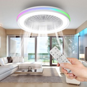 activeallbrite Ceiling Fan with Light, DC Motor 20W LED 40W, RGB 3000K-6500K, Adjustable Wind Speed with Remote Control,