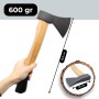 TECHZOCO Hacha Pequeña de 600 g con Mango de Madera, Hacha Vizcaína, Hacha de Tala Universal, Mini Hacha, Hacha pequeña, Mini
