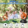 Camping Fan with LED Light, 20000mAh Rechargeable Automatic Vibration Fans for Outdoor Camping Tent with Remote, 5 Speed USB