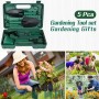 Kit de 5 Herramientas de Jardinería Profesionales con Funda de Transporte - Acero Inoxidable, Mangos Ergonómicos Antideslizantes