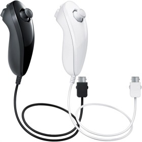 AFUNTA Nunchuck Controlador Gamepad para Nintendo Wii U, 2 Packs Reemplazo Mando para Wii U Videojuego - Negro, Blanco