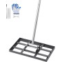 VEVOR Rastrillo Nivelador de Césped con Mango, Placa de Suelo de 254 x 430 mm, Nivelador de Suelo de Acero al Carbono Resistente