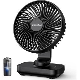 EasyAcc USB Table Fan, 4000mAh Rechargeable Quiet Fans, Powerful with 4 Speeds, Mini Base Fast Charging, Portable Fan for Home,