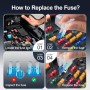 JOREST 180Pcs 12v Fusibles Coche Kit, 60 Mini Fusible Coche + 60 Mediano Fusible Coche + 60 Micro Fusible + Clip - para