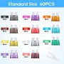 JOREST 180Pcs 12v Fusibles Coche Kit, 60 Mini Fusible Coche + 60 Mediano Fusible Coche + 60 Micro Fusible + Clip - para