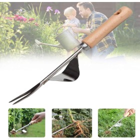 2025 Nuevo Jardinera Manual, Deshierbe Manual Herramienta Gubia de Deshierbe de Acero Inoxidable con Mango Madera Pala