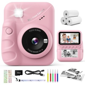 CalineGam Instant Children's Photo Camera, 3.0 Inch HD Screen 48MP Instant Camera Children with 32GB Card, 1080P Children's