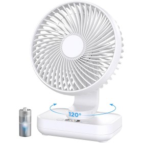 EasyAcc USB Table Fan, Quiet Rechargeable Fans 4000mAh, Powerful with 4 Speeds, 120° Auto-Oscillation, Portable Fan for Office,