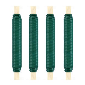 Set de 4 Alambres Verdes 0,65 mm, Alambre Fino y Resistente para Flores, Alambre para Jardín en Bobina de Madera, Alambre