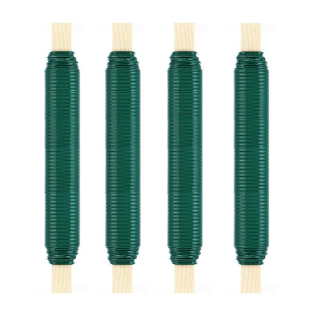 Set de 4 Alambres Verdes 0,65 mm, Alambre Fino y Resistente para Flores, Alambre para Jardín en Bobina de Madera, Alambre