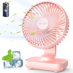 EasyAcc USB Table Fan, Quiet Rechargeable Fans 4000mAh, Powerful with 4 Speeds, Mini Base Fast Charging, Portable Fan for Home,