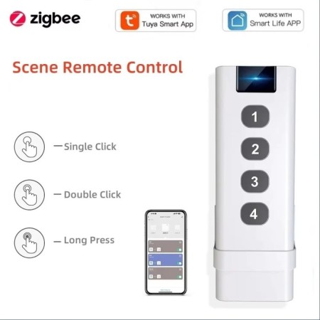 TUYA ZigBee casa inteligente inalámbrico 4 Gang interruptor de escena 