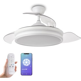 YOEVU EOS PLUS WiFi Smart Ceiling Fan | Alexa & App Compatible | 6 Quiet Speeds | Dimmable LED Light | Retractable Blades, ABS