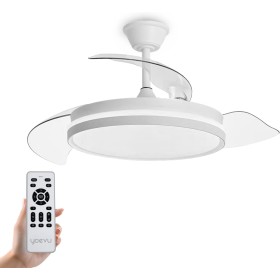 YOEVU EOS ONE Smart Ceiling Fan | Dimmable LED Light | Retractable Blades | Remote Control | Winter/Summer Function, Medium