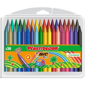 BIC Kids Colored Wax Crayons, Plastidecor, Assorted Colors, Optimal for Coloring and Drawing, School Supplies, 36 Count (Pack of