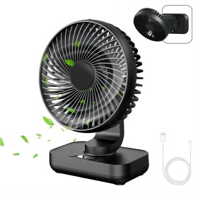 MERTTURM USB Table Fan 4000mAh, Ultra Quiet, 4 Adjustable Speed, Adjustable Direction, Battery Indicator, for Office, Bedroom,