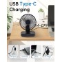 MERTTURM USB Table Fan 4000mAh, Ultra Quiet, 4 Adjustable Speed, Adjustable Direction, Battery Indicator, for Office, Bedroom,